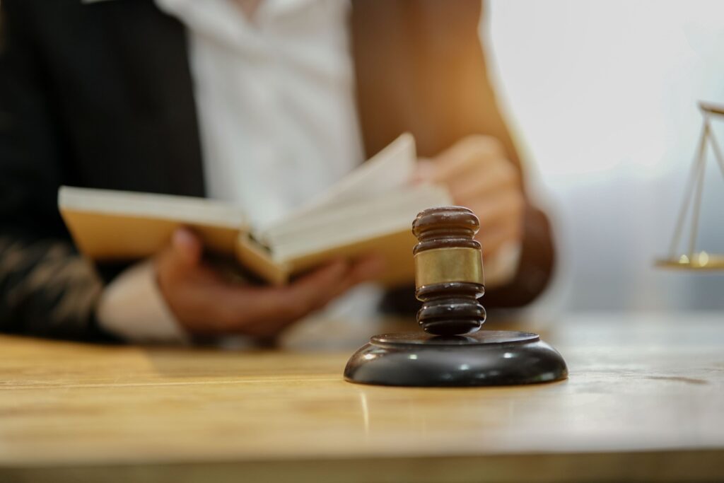 female judge reading gavel